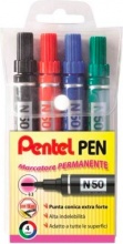 Pentel 50503 N50 Evidenziatore 4 pezzi Nero Blu Verde Rosso