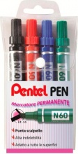 Pentel 50504 N60 Evidenziatore 4 pezzi Nero Blu Verde Rosso Punta smussata