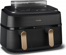 Philips NA55200 Friggitrice ad Aria Doppio Cestello 9L 2750 Watt Timer NeroOro