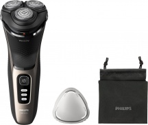Philips S324212 Rasoio Elettrico Wet & Dry Ricaricabile Nero Oro Shaver 3000
