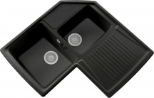 Plados HRA832 UG70 Lavello Cucina 2 Vasche Incasso Angolare 83 cm Black Matt UG70 HRA832