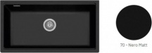 Plados LX8610ST Lavello Cucina 1 Vasca Sottotop 86 cm Fragranite Nero UG70 Lux