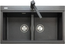 Plados LX8620UG70 Lavello Cucina Incasso 2 Vasche 86 cm Black Matt Lux