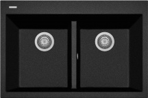 Plados ON8420 UM44 Lavello Cucina 2 Vasche 84 cm Ultrametal Nero UM44 - ON8420 One