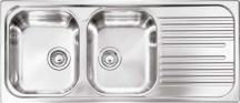 Plados TL1162_ Lavello Cucina 2 Vasche Incasso Gocc Dx 116 cm Acciaio  Universal