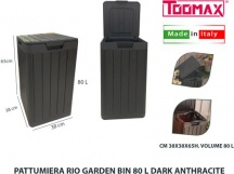 Plastmeccanica PM048019 Pattumiera Rifiuti Bidone 80 L 38x38x65h cm Antracite
