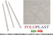 Polo Plast POL052000 Spillo 1 Punta Compostabile cf 200 pezzi cm 8,7 Trasparente