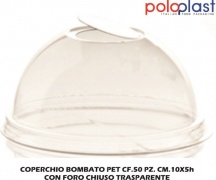Polo Plast POL432-K Coperchio Bombato Pet 50 pz cm 10x5h Foro Chiuso Trasparente
