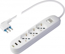 Polypool PP2526 Multipresa da tavolo 3 prese e 2 USB 2.4 A -5 Vdc. Bianco