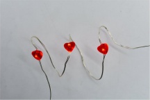 PreQu D1403 Filo Cuori Nano Led Luce Fissa Natale 500+50 cm nr 30 luci Rosso