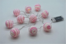 PreQu D3690 Filo Sferette Led Pelliccia 140+40 cm 10 luci Bianco caldo Rosa