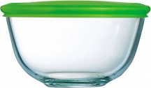 Pyrex 179P0007043 Coppa con coperchio Litri 1 Verde Vetro Borosilicato