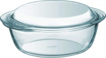 Pyrex 208A000 7643 Pirofila da Forno in Vetro Rotonda 3.2 Lt 23 cm con Coperchio Trasparente