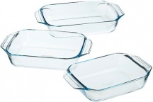 Pyrex 912S7347043 Pirofila da Forno in Vetro 3 pz 234 Litri 31x20 cm - 35x23 cm - 39x25 cm