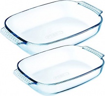 Pyrex 912S9697043 Teglia Forno Lasagnera in Vetro Set 2 Pz 34x22 cm - 38x25 cm Trasparente