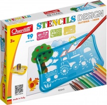 Quercetti 2645 Stencils Design Farm 19 Pezzi Gioco Creativo per Bambini da 3+ Anni