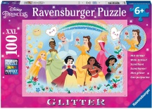 Ravensburger 13326 Disney Princess Glitter Puzzle 100 Pezzi per Bambini da 6+ Anni