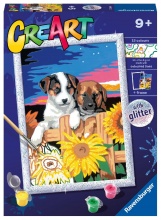 Ravensburger 23569 CreArt Serie D: Cagnolini con Girasoli Dipingere Creativo 7+ Anni