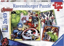 Ravensburger 80403 Avengers Confezione da 3 Puzzle 49 Pezzi Per Bambini da 5+ Anni