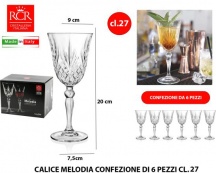 Rcr Cristallerie RCR256525 Set 6 Calici Melodia Capacit� 27 cl in Vetro