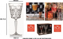 Rcr Cristallerie RCR266371 Set 6 Calici Tattoo Capacit� 29 cl in Vetro