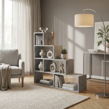 SARMOG 0891208 Libreria Moderna 4 Ripiani 150x38x144 cm Cemento DOUBLE