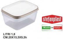 STEFANPLAST 01181 Contenitore Re Frigo lt 1.8 Ciao Fresco Coperchio B.Co Tortora