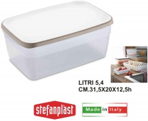 STEFANPLAST 01541 Contenitore Re Frigo lt 5.4 Ciao Fresco Coperchio B.Co Tortora