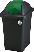 STEFANPLAST 2310679 Pattumiera Rifiuti Bidone 60 Litri 29x29x68h cm Nero e Verde