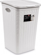 STEFANPLAST 30050 Cesto Contenitore Portabiancheria con coperchio Bianco - Elegance