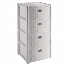 STEFANPLAST 30400 Cassettiera Multiuso 4 Cassetti 40x40x80 cm Bianco -  Elegance