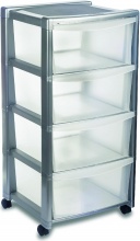 STEFANPLAST 50340 Cassettiera 4 cassetti con Ruote 40X40X80 cm colore Silver
