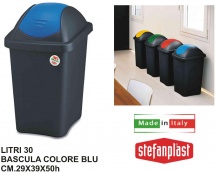 STEFANPLAST 70212 Pattumiera Basculante litri 30 Nero Coperchio Blu Capri