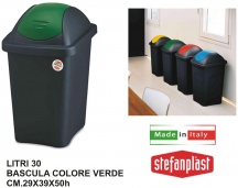 STEFANPLAST 70214 Pattumiera Basculante litri 30 Nero Coperchio Verde