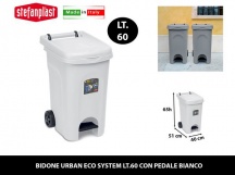 STEFANPLAST SF25803 Pattumiera Bidone Rifiuti 60 Litri 51X40X65h cm Bianco