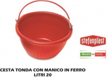 STEFANPLAST SF40300 Paniere Cesta Tonda lt 20 con Manico Ferro Rosso
