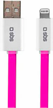 Sbs TECABLELIGFLATP Cavo Dati Alimentazione USBLightning 1,5 mt Rosa