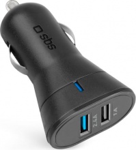 Sbs TECR2USB24AFAST Caricabatteria Auto Accendisigari 2 Uscite USB Fast Charge
