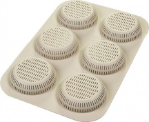 Silikomart 21001130065 Stampo in Silicone per Dolci 3D Burger Bread 6 Posti x 8 x 2 cm Beige
