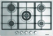 Silverline AS5444X01 Piano Cottura 5 Fuochi a Gas Incasso 75 Griglie Ghisa Inox