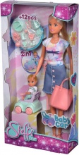 Simba 105733585 Steffi Love Baby Car 2 in 1 Incluso Beb� e Cavalcabile 3+ Anni