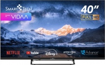 Smart Tech 40FV02V Smart TV 40" Full HD LED Vidaa DVBT2CS2 Classe E Wi-Fi Nero