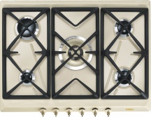 Smeg SRV876POGH Piano Cottura 5 Fuochi a Gas 70 cm 1 Tripla Corona colore Panna
