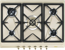 Smeg SRV876POGH Piano Cottura 5 Fuochi a Gas 70 cm 1 Tripla Corona colore Panna