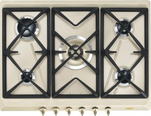 Smeg SRV876POGH Piano Cottura 5 Fuochi a Gas 70 cm 1 Tripla Corona colore Panna