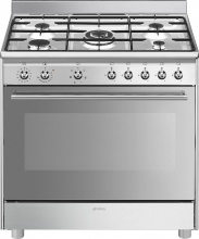 Smeg SX91GM Cucina a Gas 5 Fuochi Forno a Gas Ventilato Grill 90x60 cm Acciaio