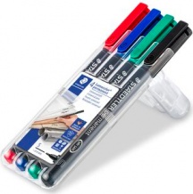 Staedtler 313 WP4 Lumocolor marcatore permanente Nero Blu Verde Rosso 4 pezzi