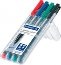 Staedtler 318 WP4 Lumocolor Blu Verde Rosso Punta sottile 4 pz