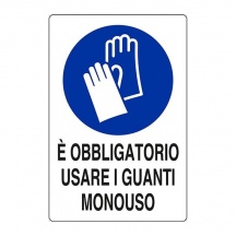 Stamplast CA20X30-58 Cartello Segnaletica Obbligatorio Uso Guanti Monouso