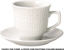Star STAR75989 Tazza The Porcellana cf 6 pezzi con Piatto Bianca